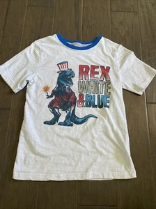 Celebrate Boys Rex White & Blue T Rex T-Shirt Size L (10-12) - Picture 1 of 7