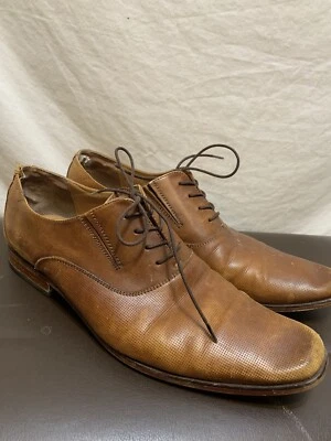 Ferro Aldo Men's Perforated Oxford Classic Dress Shoes Size 12 Light Brown Worn - Image 1 of 4