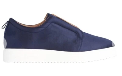Whistles Vale Flatform Navy Blue & White Satin Trainers UK 7 / 40 RRP £129 BNIB - Image 1 of 4