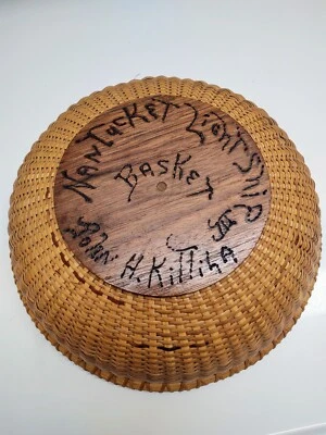 Authentic Nantucket Lightship Basket Made By John H Kittila III ~ 10 3/8" wide - Изображение 1 из 4