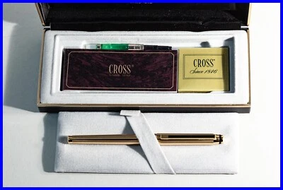CROSS Signature Fountain Pen w 18K 750 M Gold Nib FULL SET 22 Carat electroplate - Image 1 of 4