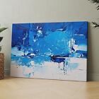 Blue and White Abstract Painting Blue Home Decor Canvas Wall Art Print