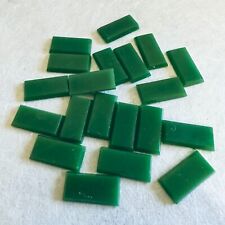 BB500 Vintage glass stones 20x10mm rectangle jade green bar flat front/back (20)