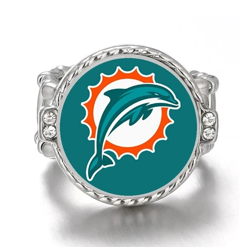 Miami Dolphins Silver Women's Crystal Accent Football Ring w Gift Pkg D12 Cover