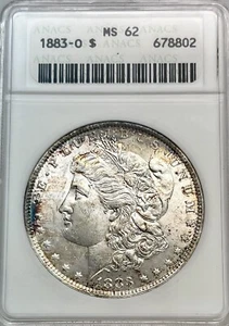 1883-O Morgan Silver Dollar ANACS MS 62 Slight Rainbow Toning - Picture 1 of 4