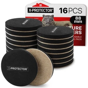 Felt Furniture Sliders Hardwood Floors X-PROTECTOR – 16 PCS 3 1/2" Furniture ... - Picture 1 of 6