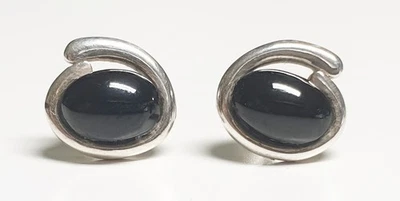 BELLISSIMI ORECCHINI IN ARGENTO 925 CON PIETRA ONICE NERA - Immagine 1 di 4