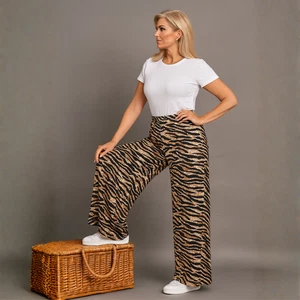 Tiger Print Wide Leg Stretchy Palazzo Pants - Picture 1 of 2