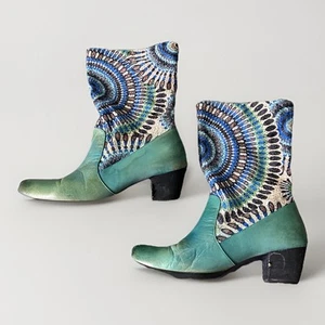 Spring Step L’Artiste Boots Turquoise Size 41 EU 10 US Boho Aztec Art Womens - Picture 1 of 15
