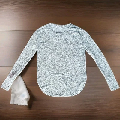 Agujeros para pulgar Athleta para mujer gris jaspeado carbón postura manga larga talla Xs Foto 1 de 4