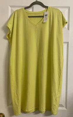 Vestido boxy Eileen Fisher algodão orgânico cítrico gola V novo com etiquetas US$ 168 GG - Imagem 1 de 4