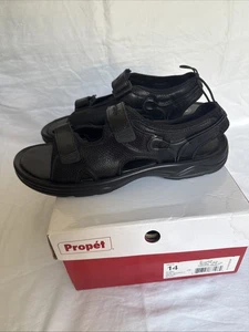 Sandalias deportivas Propet SurfWalker II para hombre talla 14 X (3E) cuero negro 2 correas - Imagen 1 de 7