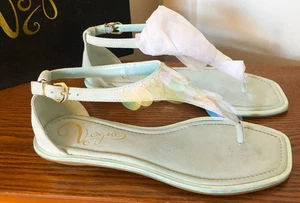 NEW Vogue T Strap Sandals Size 8 Mint Green Sequin Candy Buttons NIB - Picture 1 of 5