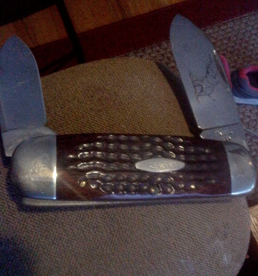 1976 CASE XX 6250 ELEPHANT TOE KNIFE WITH PKKAWOOD HANDLES ETCH BLADE NO BOX - Image 1 of 4