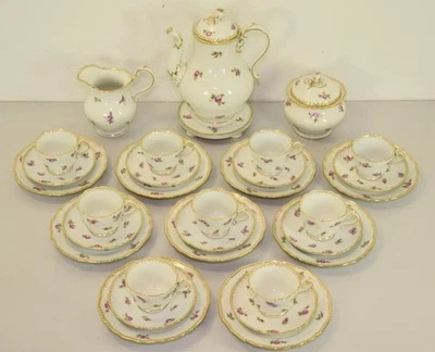 Kaffeeservice original Meissen Porzellan rote Rose für 9 Personen Sammlerstück - Bild 1 von 4