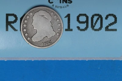 СЕРЕБРЯНАЯ МОНЕТА НОМИНАЛОМ 10 ЦЕНТОВ 1829 С ИЗОБРАЖЕНИЕМ СВОБОДЫ С КРЫШКОЙ БЮСТА раннего типа США RAW-1902 - Изображение 1 из 2