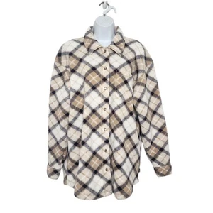 NY&CO Langarm OVERSIZED karierte Hemdjacke Shacket Größe M natur. - Bild 1 von 7