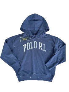 NWT Polo Ralph Lauren Girl's Splatter Paint Logo Print Sweatshirt Sz 6 Blue $75 - Picture 1 of 8