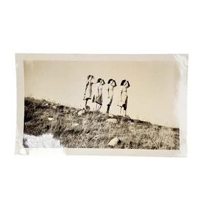 Vtg Ladies Posing on Hill Summertime Original Monochrome Photography Found - Picture 1 of 4