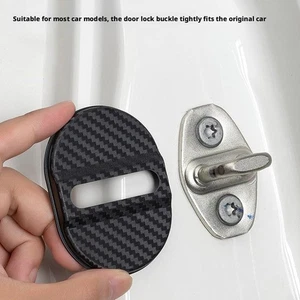 4x Carbon Fiber Car Door Lock Protective Cover Anti Rust Trim Accessories Q3S3 - Picture 1 of 12
