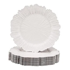 White Charger Plates Set of 12, Reef Plate Chargers for Dinner Plate, Plastic - Picture 1 of 7