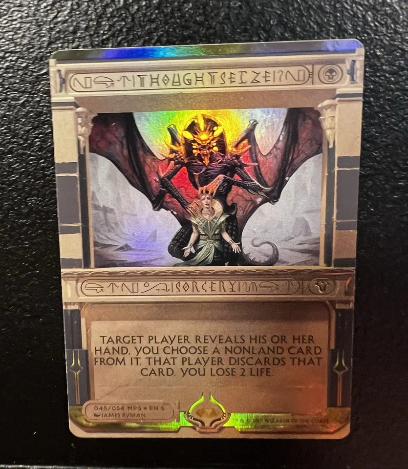 MTG RARE Thoughtseize Masterpiece Series Amonkhet Invocations Foil LP - Image 1 of 4