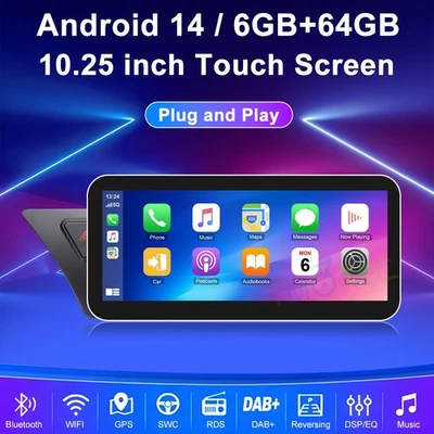 Für Audi A4/A5/B8/S4/S5 10.25" Autoradio GPS DSP TPMS CarPlay Android 14 6+64GB - Bild 1 von 4