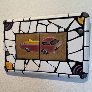 Piastrella mosaico Hot Wheels Redline Deora Cuerda Seca opera d'arte fatta a mano originale CA - Foto 1 di 8