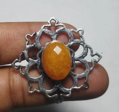 Orange Onyx Oval Shape Gemstone Handmade Ring Jewelry Ring Size 8.5  Inches - Image 1 of 4