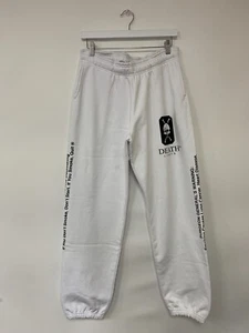 Men's Death Cigarettes Track Pant Pockets Drawstring Skull Logo White Size L - Picture 1 of 13