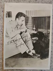 Humphrey Bogart at home signed 5x7 photo with dog-Newfoundland "Cappy" at home - Picture 1 of 12