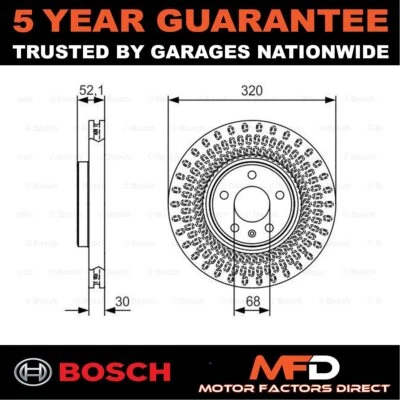 Disco de freno delantero Bosch compatible con Audi Q5 2011-2017 2.0 TDi 3.0 + otros modelos Foto 1 de 4