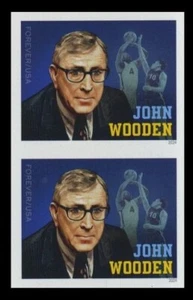 US #5833a John Wooden Wizard Westwood Imperf Vertical Pair, without die cuts NDC - Bild 1 von 1