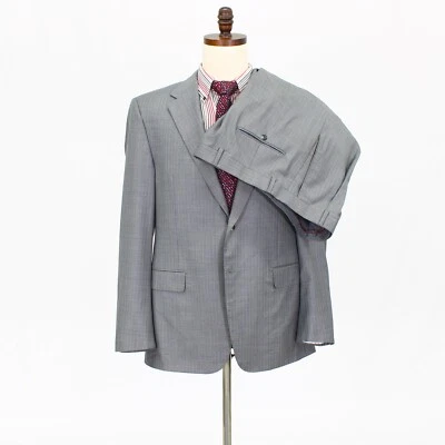 Hickey Freeman 42R 38x30 Gray Full Suit Striped 2B Wool - Image 1 of 4