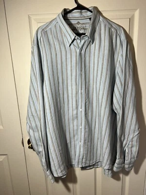 Indigo Palms Tommy Bahama Mens Linen Shirt XXL Button Up Blue Stripe Long Sleeve - Image 1 of 4