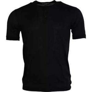 Dolce&Gabbana Men Black T-Shirt 100% Silk Short Sleeves Casual Top Size IT 46 S - Picture 1 of 5