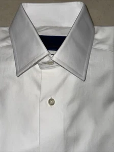 DAVID DONAHUE MENS WHITE PREMIUM COTTON SLIM FIT DRESS SHIRT 15/34-35 $165 - Picture 1 of 8