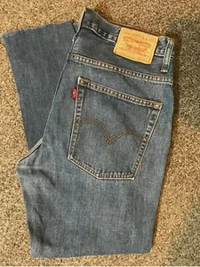 Levis 507 Blue Denim Jeans W32 L27 Regular Fit Taper Leg Womens Ladies FRAYED - Picture 1 of 10