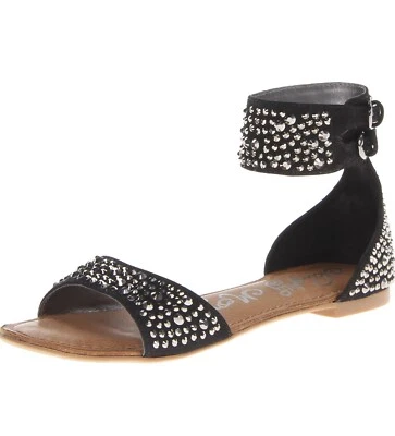 NUEVAS Sandalias Naughty Monkey Embellecidas Mujer Talla 6.5 Negras con Hebilla Plateada Foto 1 de 4