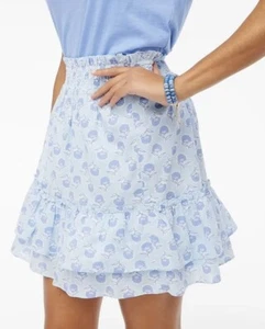 J. Crew Women's Ruffle Smocked-Waist Blue Floral Lined Mini Skirt Plus Size 3X - Picture 1 of 13