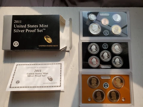 2011 (S) United States Mint Silver Proof Set 14 Coins with Box & COA Cover