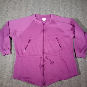Vintage Reebok Sweatshirt Woman Large Purple Full Zip Drawstring Waist Track 80s - Picture 1 of 10