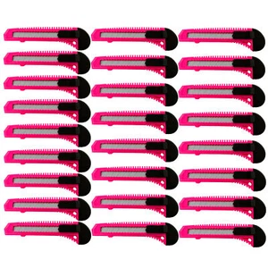 25x Bulk Utility Knife Box Cutters Snap Off Blade Neon Pink - Picture 1 of 9