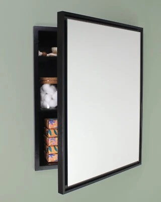 Parker Metro Metal Rectangle Floating Mirror Recessed Bathroom Medicine Cabinet - Image 1 of 4