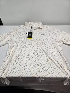 Under Armour 1378677-110 Mens White/Navy UA Playoff 3.0 Printed Polo Shirt SZ M - Picture 1 of 7