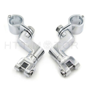 Offset Highway Foot Peg Mounts with 1" Magnum Clamps For Harley CHROME USA