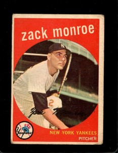 1959 TOPPS #108 ZACK MONROE GOOD (RC) YANKEES *NY10456