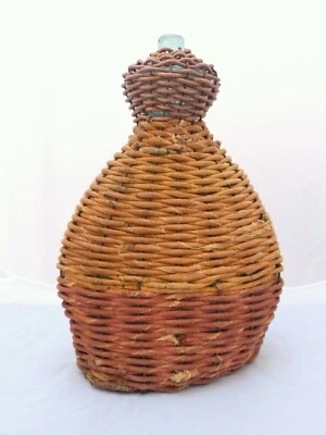 RARE Ancien Biberon de Berger Verrerie Vannerie Collection Art populaire 18ème - Photo 1/4