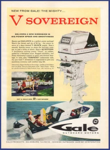 Vintage 1960 GALE V Sovereign Outboard Boat Motor Boating Ephemera 60's Print Ad - Picture 1 of 1