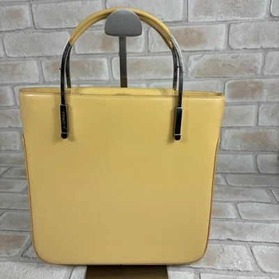 Lancel Bolso de Mano Bolso Cartera Cuero Amarillo Asas de Metal USADO Buen Estado Foto 1 de 4